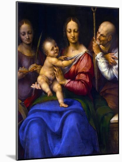 Holy Family with Saint Catherine, 1515-1520-Cesare da Sesto-Mounted Giclee Print