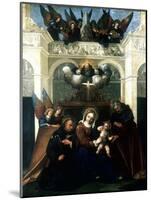 Holy Family with Saint Nicholas of Tolentino, 1515-1530-Lodovico Mazzolini-Mounted Giclee Print