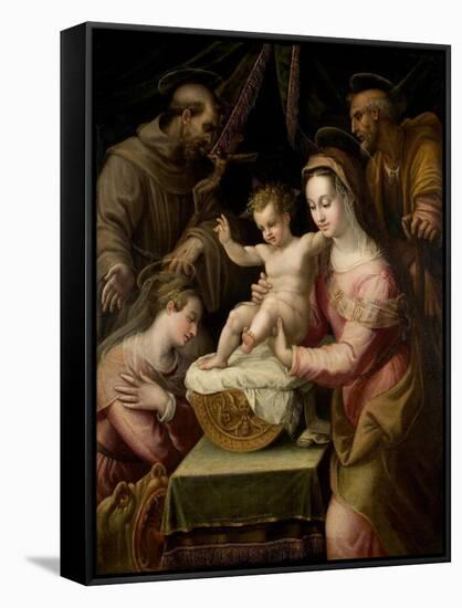 Holy Family with Saints Margaret and Francis, 1578-Lavinia Fontana-Framed Stretched Canvas