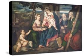 Holy Family with Saints-Bonifacio Veronese-Stretched Canvas