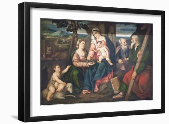 Holy Family with Saints-Bonifacio Veronese-Framed Premium Giclee Print