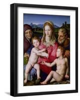 Holy Family with St. Anne and the Infant St. John the Baptist, circa 1550-Agnolo Bronzino-Framed Giclee Print