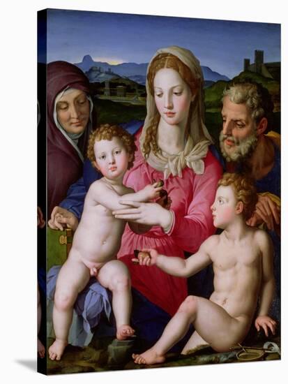 Holy Family with St. Anne and the Infant St. John the Baptist, circa 1550-Agnolo Bronzino-Stretched Canvas