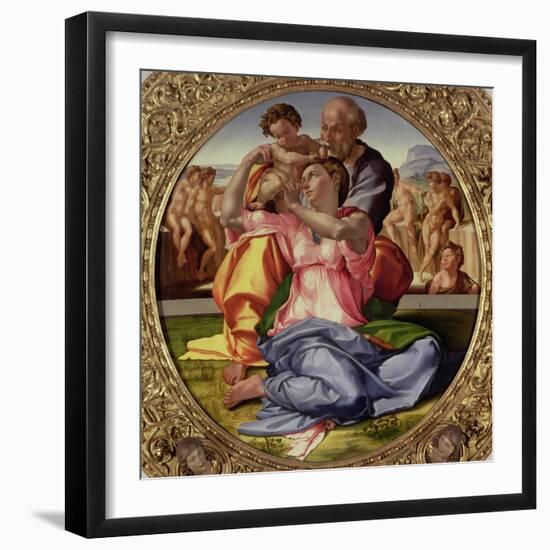 Holy Family with St. John, 1504-05-Michelangelo Buonarroti-Framed Giclee Print