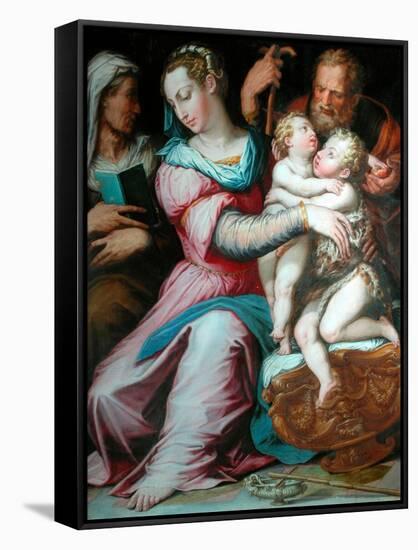 Holy Family with St John-Giorgio Vasari-Framed Stretched Canvas