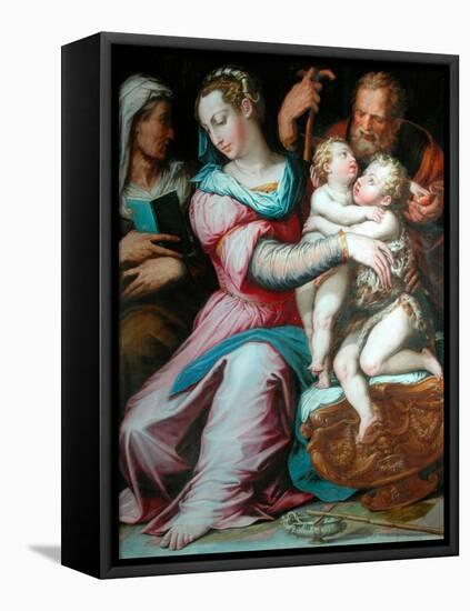 Holy Family with St John-Giorgio Vasari-Framed Stretched Canvas