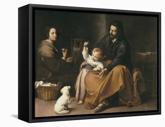 Holy Family with the Little Bird-Bartolome Esteban Murillo-Framed Stretched Canvas