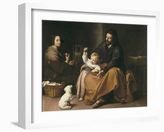 Holy Family with the Little Bird-Bartolome Esteban Murillo-Framed Art Print