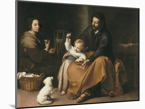 Holy Family with the Little Bird-Bartolome Esteban Murillo-Mounted Art Print