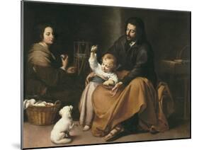 Holy Family with the Little Bird-Bartolome Esteban Murillo-Mounted Art Print