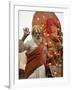 Holy Man in Front of a Ganesh Statue Draped in Fairy Lights at the Hindu Festival of Shivaratri-Don Smith-Framed Photographic Print