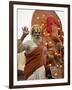 Holy Man in Front of a Ganesh Statue Draped in Fairy Lights at the Hindu Festival of Shivaratri-Don Smith-Framed Photographic Print