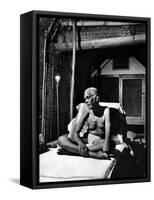 Holy Man Sri Ramana Maharshi Sitting in Bed-Eliot Elisofon-Framed Stretched Canvas