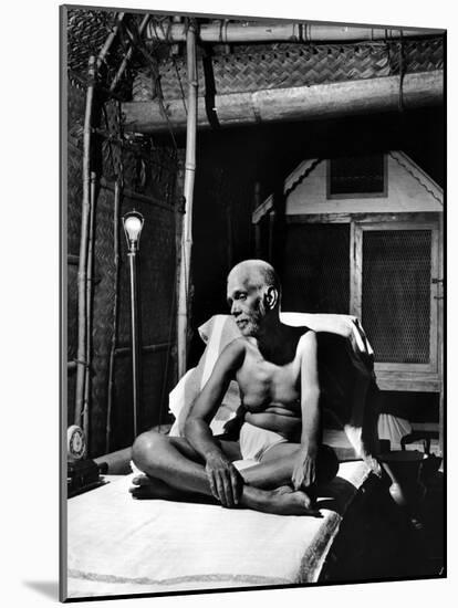 Holy Man Sri Ramana Maharshi Sitting in Bed-Eliot Elisofon-Mounted Photographic Print