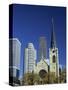 Holy Name Christian Cathedral and Tower Blocks of Near North of Downtown, Chicago, Illinois, USA-Robert Francis-Stretched Canvas