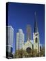 Holy Name Christian Cathedral and Tower Blocks of Near North of Downtown, Chicago, Illinois, USA-Robert Francis-Stretched Canvas