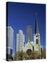 Holy Name Christian Cathedral and Tower Blocks of Near North of Downtown, Chicago, Illinois, USA-Robert Francis-Stretched Canvas