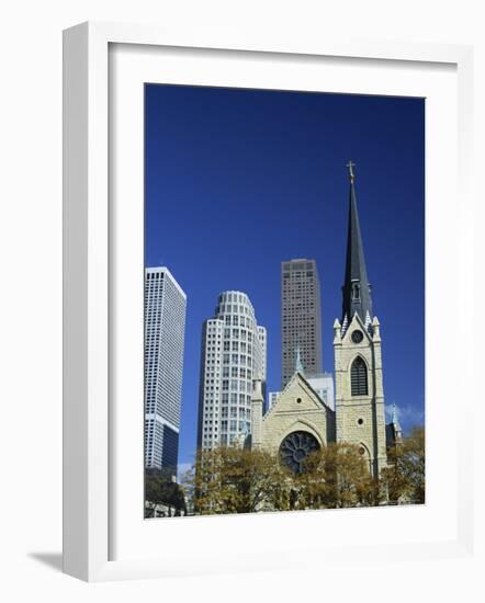 Holy Name Christian Cathedral and Tower Blocks of Near North of Downtown, Chicago, Illinois, USA-Robert Francis-Framed Photographic Print