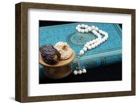 Holy Quran book with prayer beads and date, Ramadan concept, Muslim faith and religion, France-Godong-Framed Photographic Print