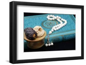 Holy Quran book with prayer beads and date, Ramadan concept, Muslim faith and religion, France-Godong-Framed Photographic Print