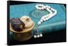 Holy Quran book with prayer beads and date, Ramadan concept, Muslim faith and religion, France-Godong-Framed Stretched Canvas