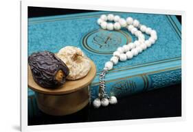 Holy Quran book with prayer beads and date, Ramadan concept, Muslim faith and religion, France-Godong-Framed Photographic Print