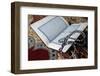 Holy Quran in Arabic and Muslim prayer beads on wood stand-Godong-Framed Photographic Print