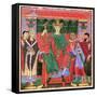 Holy Roman Emperor Otto III Enthroned, Accompanied on His Left by Two Clerics-null-Framed Stretched Canvas