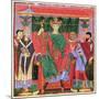 Holy Roman Emperor Otto III Enthroned, Accompanied on His Left by Two Clerics-null-Mounted Giclee Print