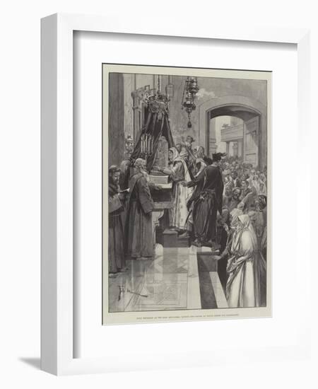 Holy Thursday at the Holy Sepulchre, Kissing the Column at Which Christ Was Flagellated-Frederic De Haenen-Framed Giclee Print