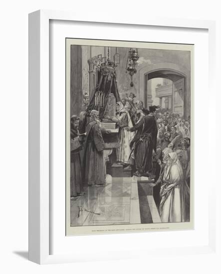 Holy Thursday at the Holy Sepulchre, Kissing the Column at Which Christ Was Flagellated-Frederic De Haenen-Framed Giclee Print