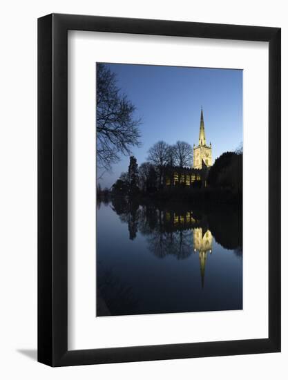 Holy Trinity Church on the River Avon at Dusk, Stratford-Upon-Avon, Warwickshire-Stuart Black-Framed Photographic Print