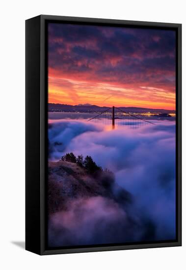 Holy Trinity, Low Fog, High Clouds and Sunrise Burn Golden Gate, San Francisco-Vincent James-Framed Stretched Canvas