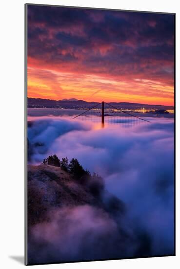 Holy Trinity, Low Fog, High Clouds and Sunrise Burn Golden Gate, San Francisco-Vincent James-Mounted Photographic Print