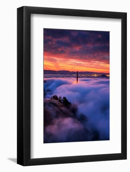 Holy Trinity, Low Fog, High Clouds and Sunrise Burn Golden Gate, San Francisco-Vincent James-Framed Photographic Print