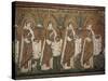 Holy Virgins Procession - Detail of Mosaics, Basilica of Sant'apollinare Nuovo Ravenna-null-Stretched Canvas