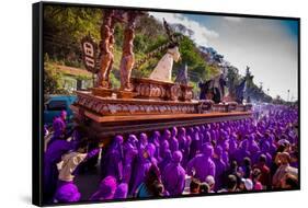 Holy Week Carpetas Parade, Antigua, Guatemala, Central America-Laura Grier-Framed Stretched Canvas
