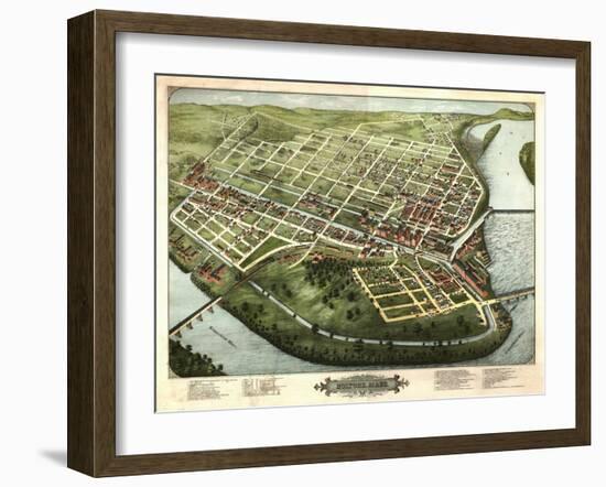 Holyoke, Massachusetts - Panoramic Map-Lantern Press-Framed Art Print