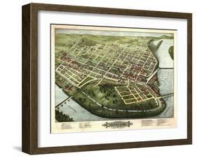 Holyoke, Massachusetts - Panoramic Map-Lantern Press-Framed Art Print