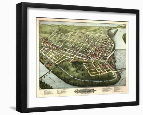 Holyoke, Massachusetts - Panoramic Map-Lantern Press-Framed Art Print