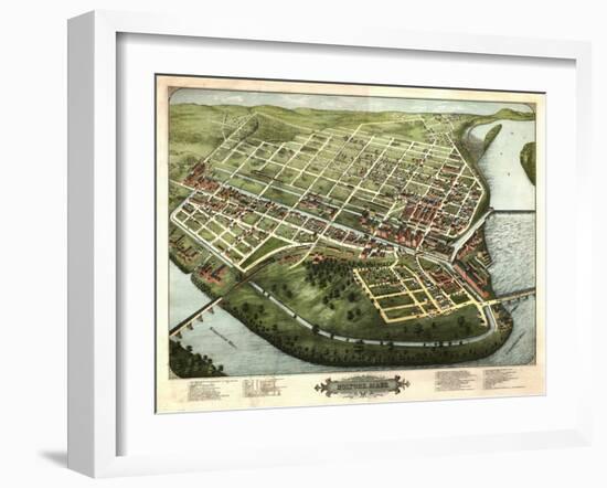 Holyoke, Massachusetts - Panoramic Map-Lantern Press-Framed Art Print