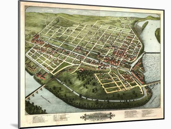 Holyoke, Massachusetts - Panoramic Map-Lantern Press-Mounted Art Print