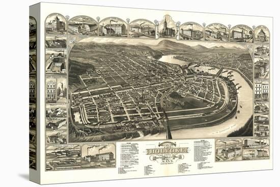 Holyoke, Massachusetts - Panoramic Map-Lantern Press-Stretched Canvas