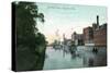 Holyoke, Massachusetts - View of the Middle Canal-Lantern Press-Stretched Canvas