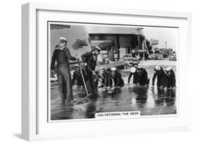 Holystoning the Deck, HMS 'Nelson, 1937-null-Framed Giclee Print