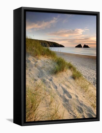 Holywell Bay with Carters Gull Rocks in the Background, Near Newquay, Cornwall, UK, June 2008-Ross Hoddinott-Framed Stretched Canvas