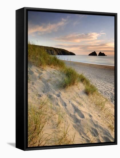 Holywell Bay with Carters Gull Rocks in the Background, Near Newquay, Cornwall, UK, June 2008-Ross Hoddinott-Framed Stretched Canvas