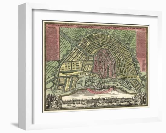 Homann Erben’s Accurate Map of Amsterdam 1727-Vintage Lavoie-Framed Giclee Print