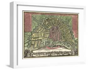 Homann Erben’s Accurate Map of Amsterdam 1727-Vintage Lavoie-Framed Giclee Print