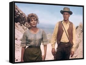 HOMBRE, 1967 directed by MARTIN RITT Diane Cilento and Paul Newman (photo)-null-Framed Stretched Canvas